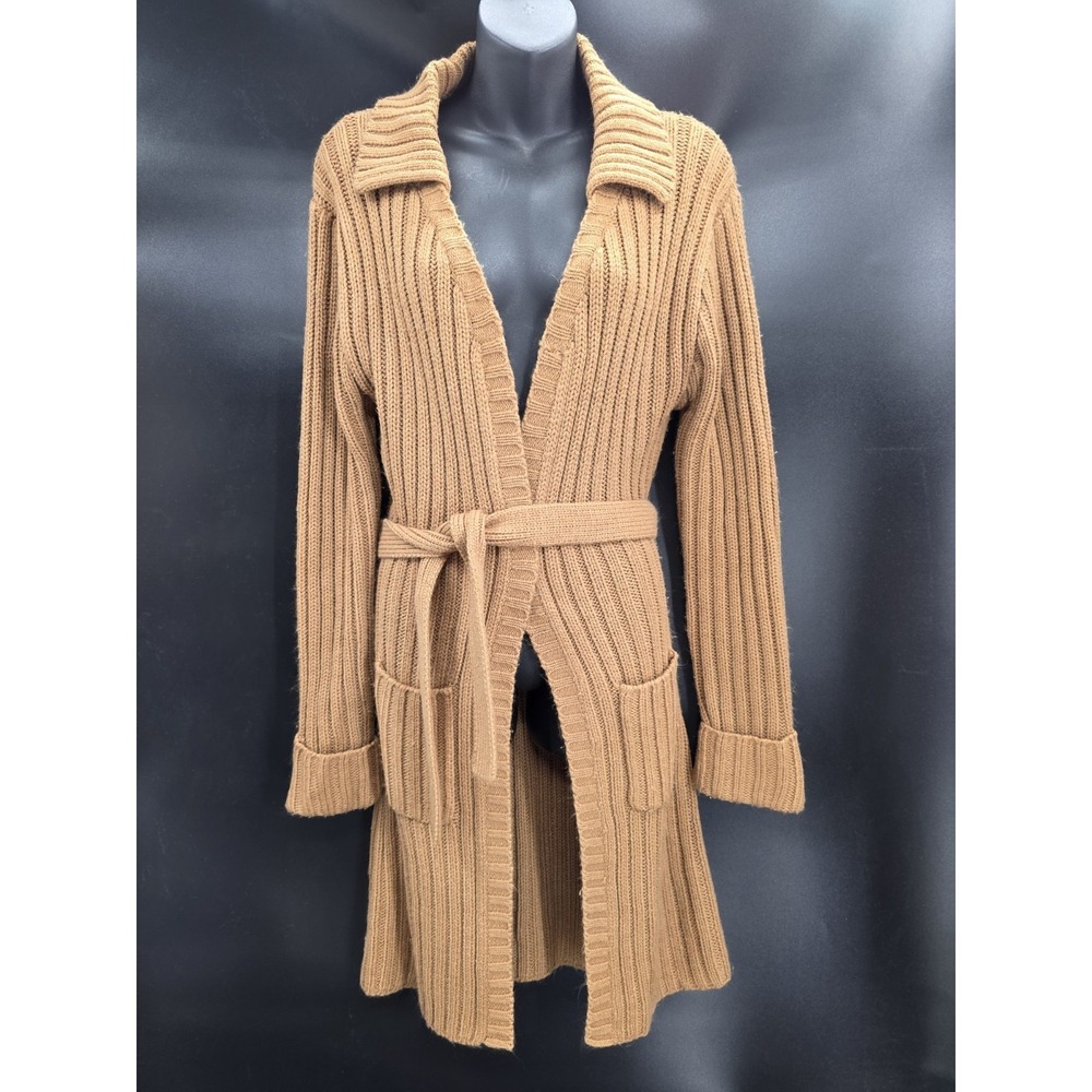 Cavalini Long Knit Cardigan Acrylic Brown Button Front Medium Fall/ Winter/Summe - Picture 2 of 9